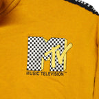 Retro VTG 90s MTV I Want My Logo Pullover Sweater 1/4 Zip Yellow Womens S by MTV