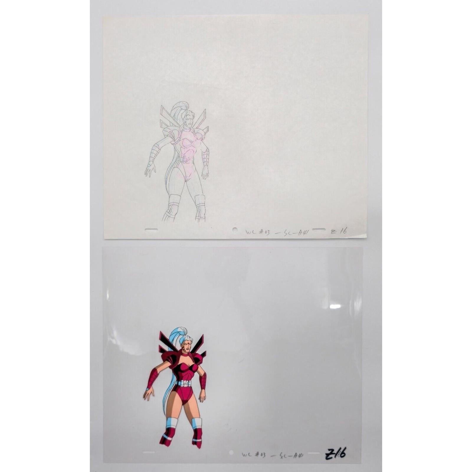 WILDCATS Authentic Animation Production Cel & Drawing Zealot by Dic