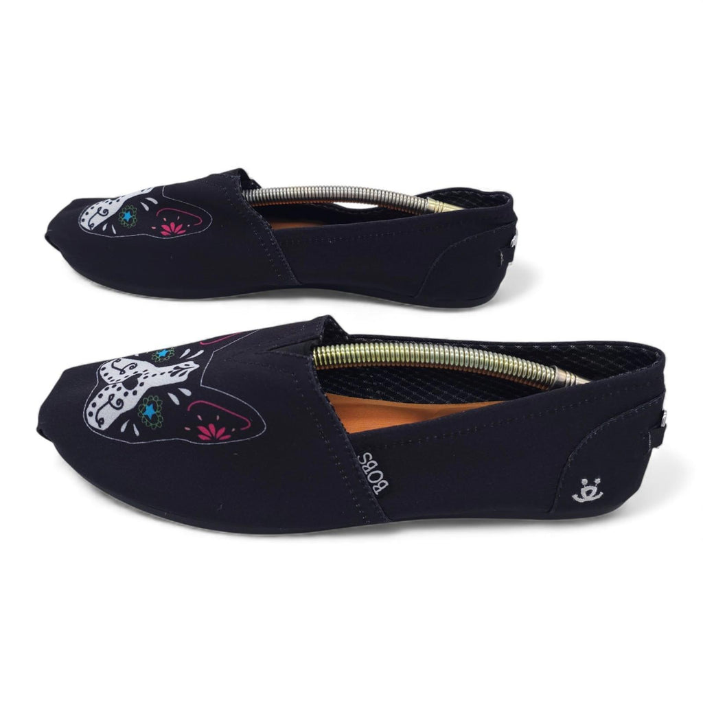 BOBS for Dogs French Bulldog Sugar Skull Canvas Slip On Shoes Women's Size 9.5