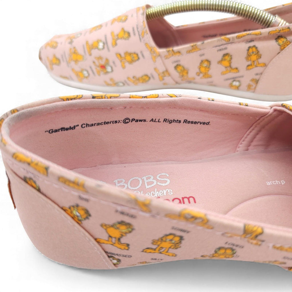 BOBS Skechers Flats Garfield Cartoon Print Pink Memory Foam Slip On Womens 9.5