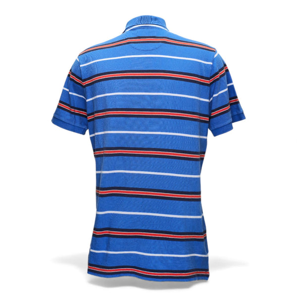 Chaps Men's Blue Black Red & White Striped Polo Shirt - L