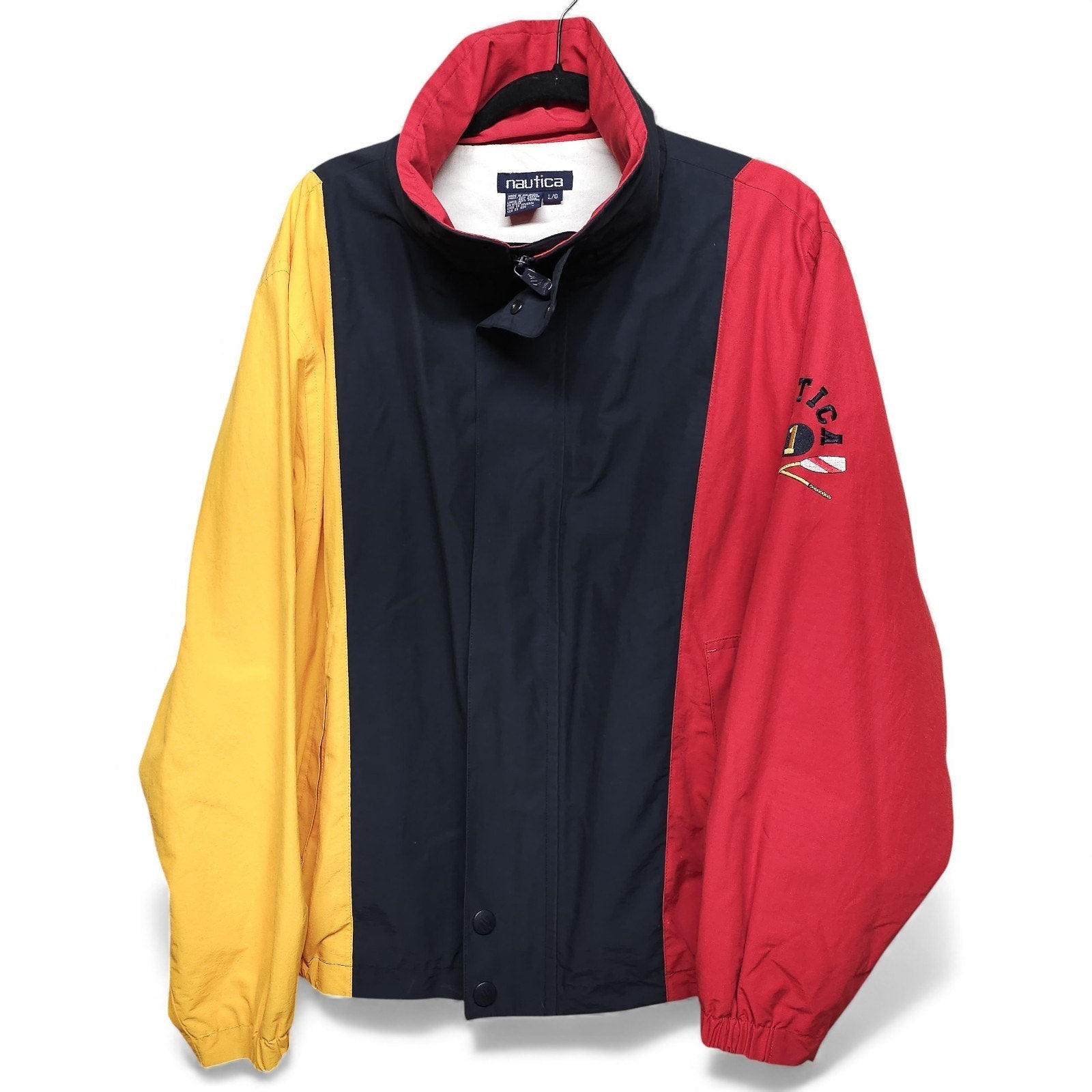 Vintage 90's Nautica Color Block Zip Up Sailing Jacket Adult L by Nautica