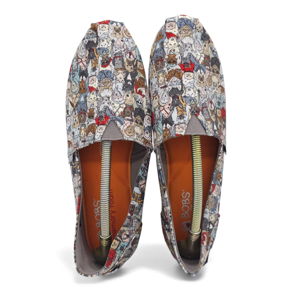 BOBS for Dogs Skechers Slip On Shoes Memory Foam Cat Dog Print Women's Size 9.5