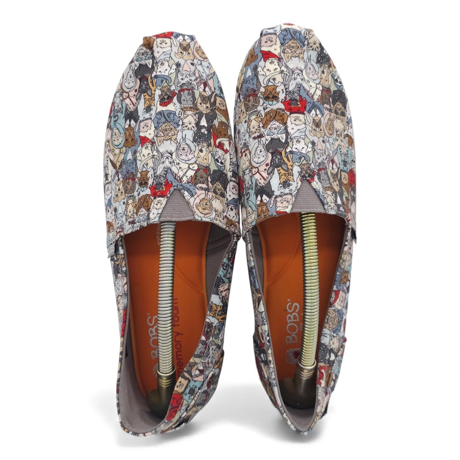 BOBS for Dogs Skechers Slip On Shoes Memory Foam Cat Dog Print Women's Size 9.5