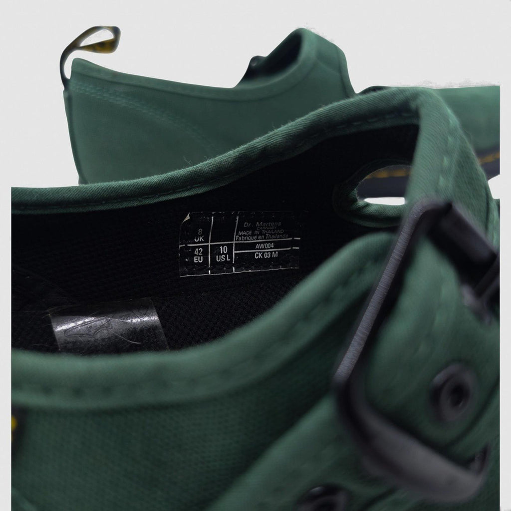 Dr Martens Mary Jane Shoes Green Canvas Buckle Strap AirWair Size 10