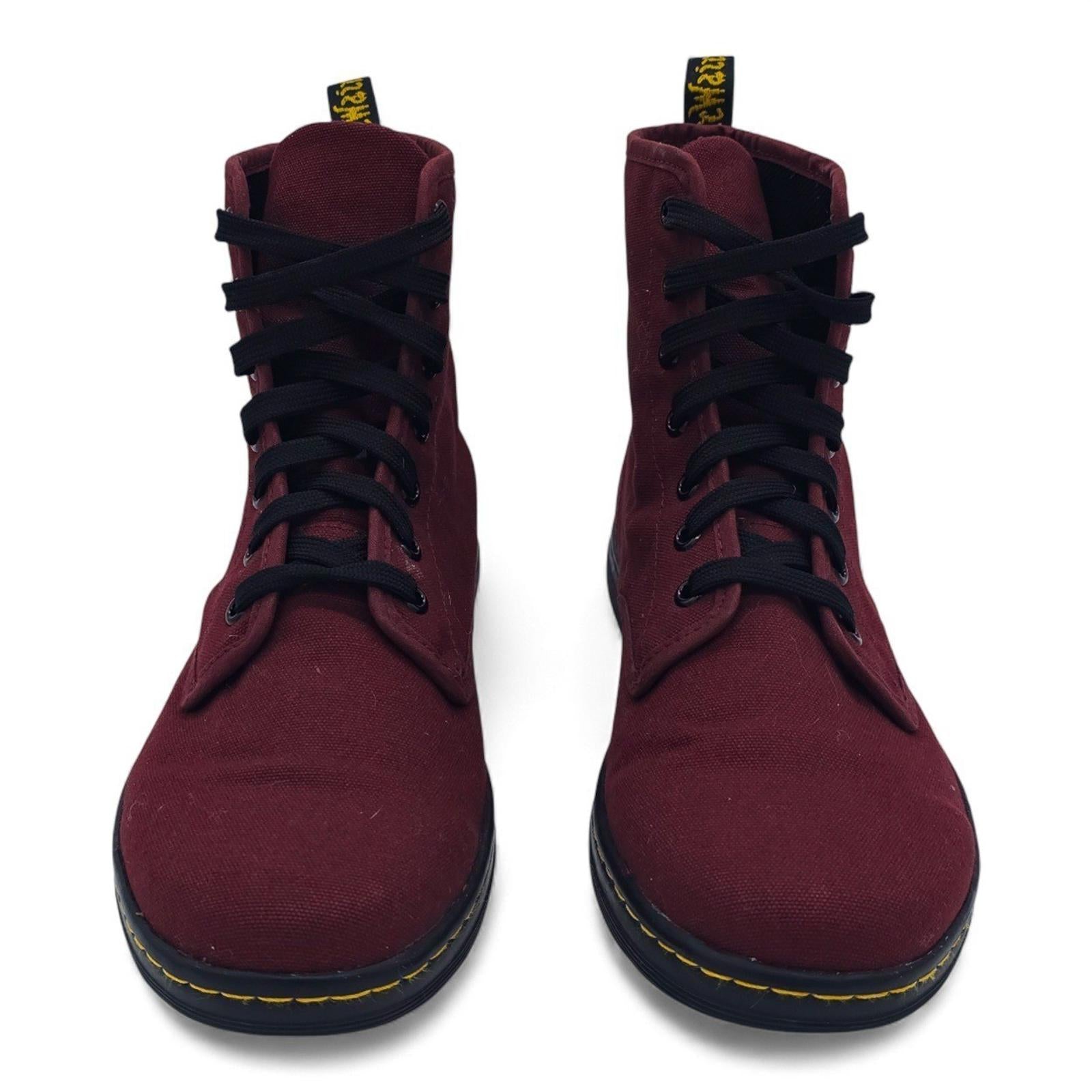 Dr Martens Shoreditch Burgundy Canvas Lace Up Combat Boots Womens Size US 10