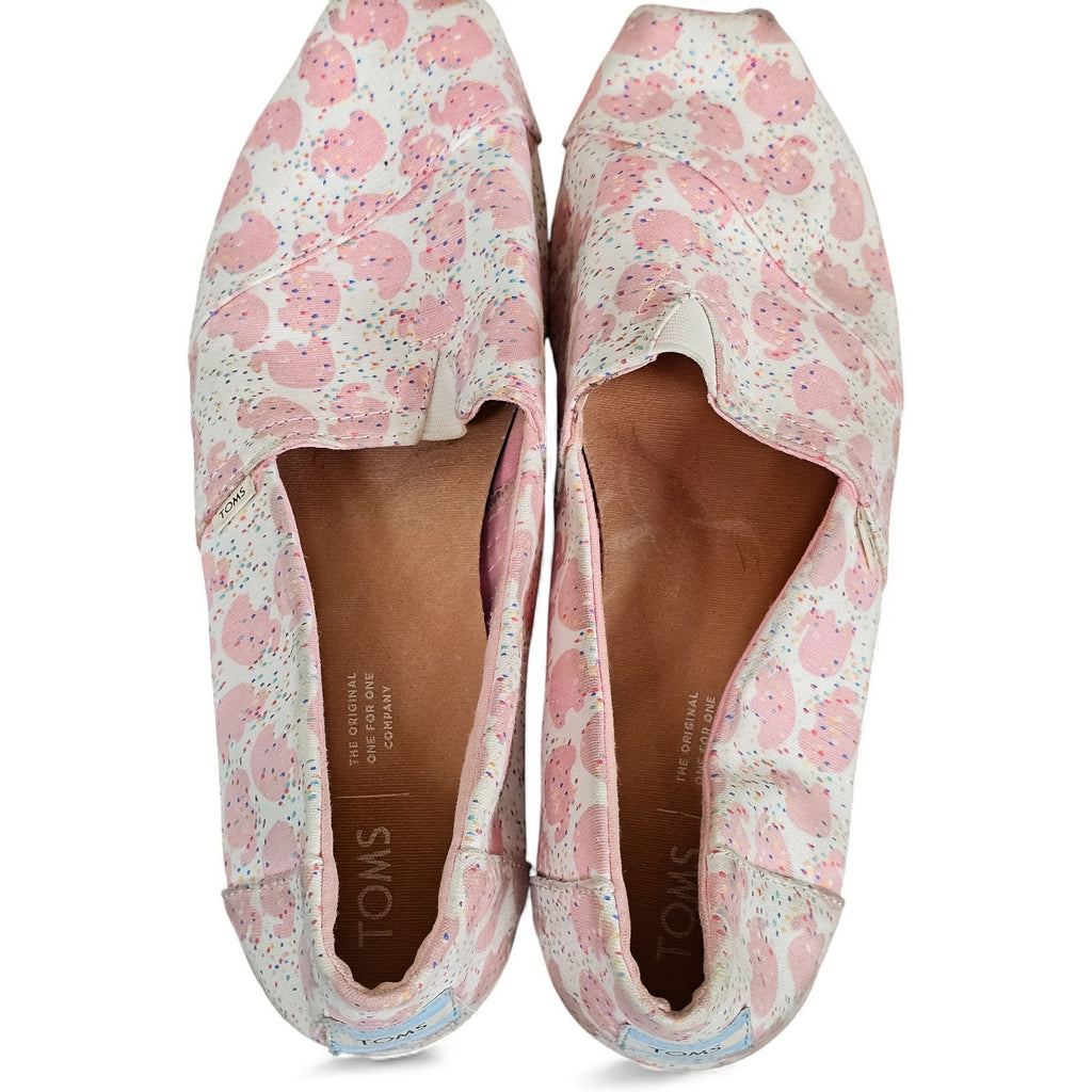 TOM'S Classic Pink Canvas Elephant Sprinkles Slip On Flats 9.5w by TOMS