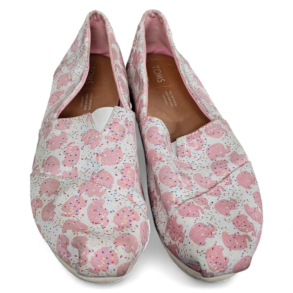 TOM'S Classic Pink Canvas Elephant Sprinkles Slip On Flats 9.5w by TOMS