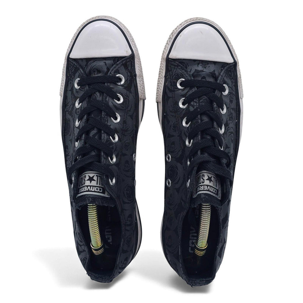 Converse Chuck Taylor All Star Low Top Rose Print Black Sneakers Shoes Womens 10