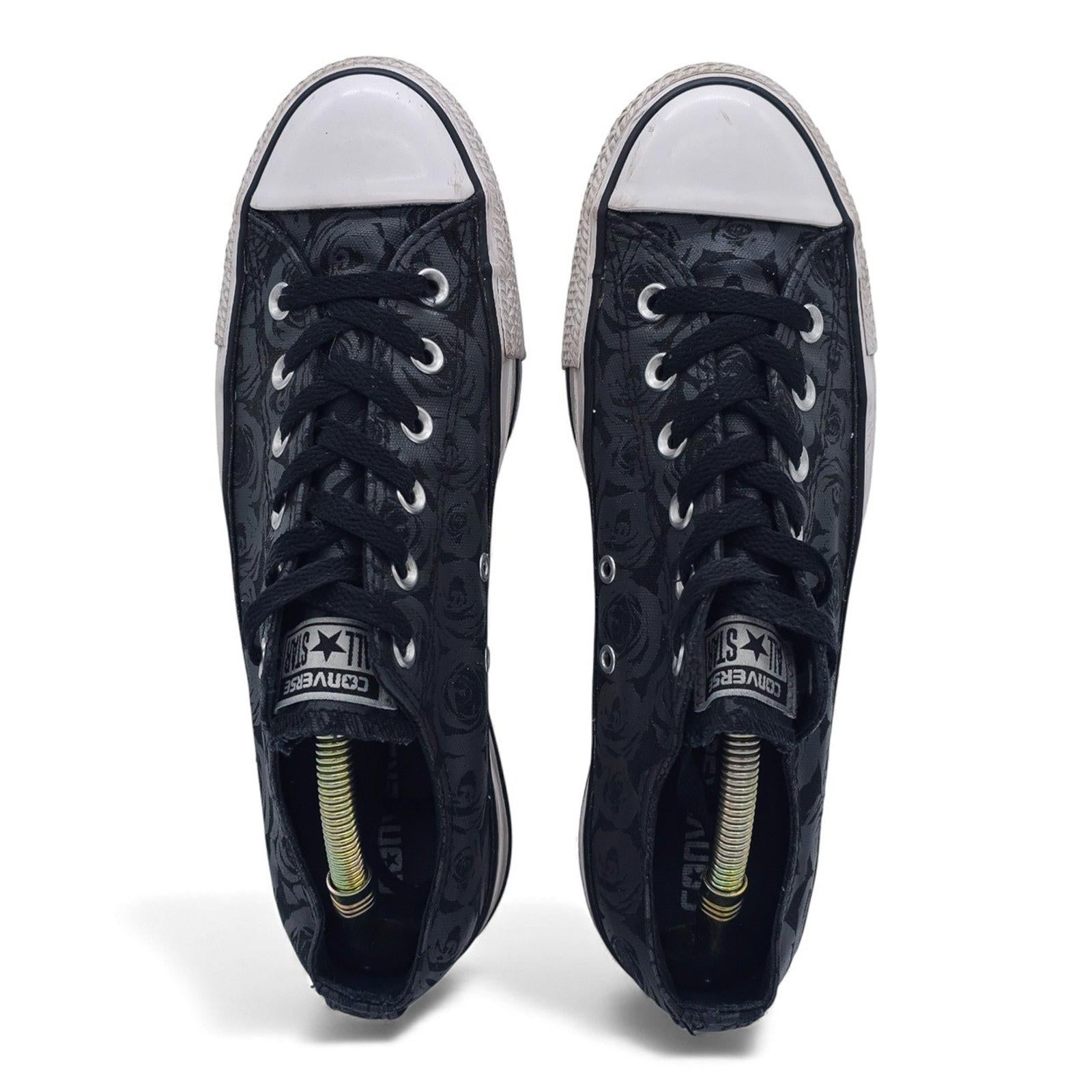 Converse Chuck Taylor All Star Low Top Rose Print Black Sneakers Shoes Womens 10