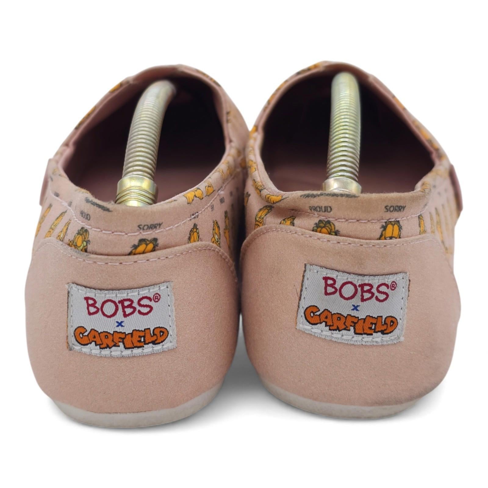 BOBS Skechers Flats Garfield Cartoon Print Pink Memory Foam Slip On Womens 9.5