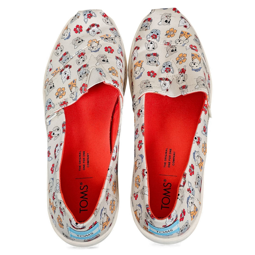 TOMS Shoes Cupsole Canvas OrthoLite Natural Tropical Dog Print - Womans 9.5 by TOMS