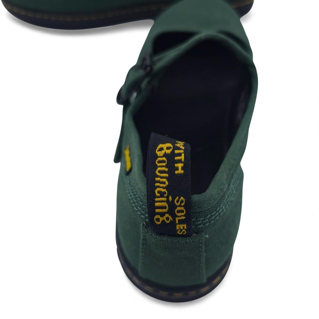 Dr Martens Mary Jane Shoes Green Canvas Buckle Strap AirWair Size 10