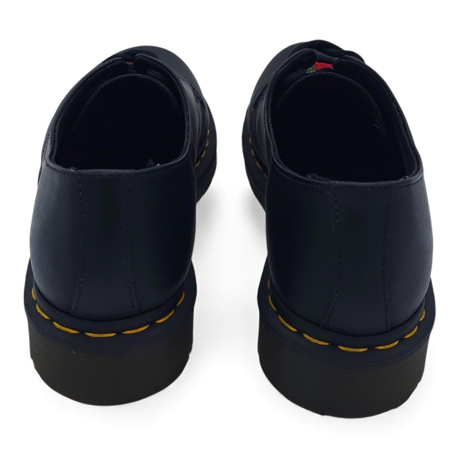 Dr Martens 1461 Black Leather Rose Embroidered Lace Up Oxford Shoes Womens 10 US