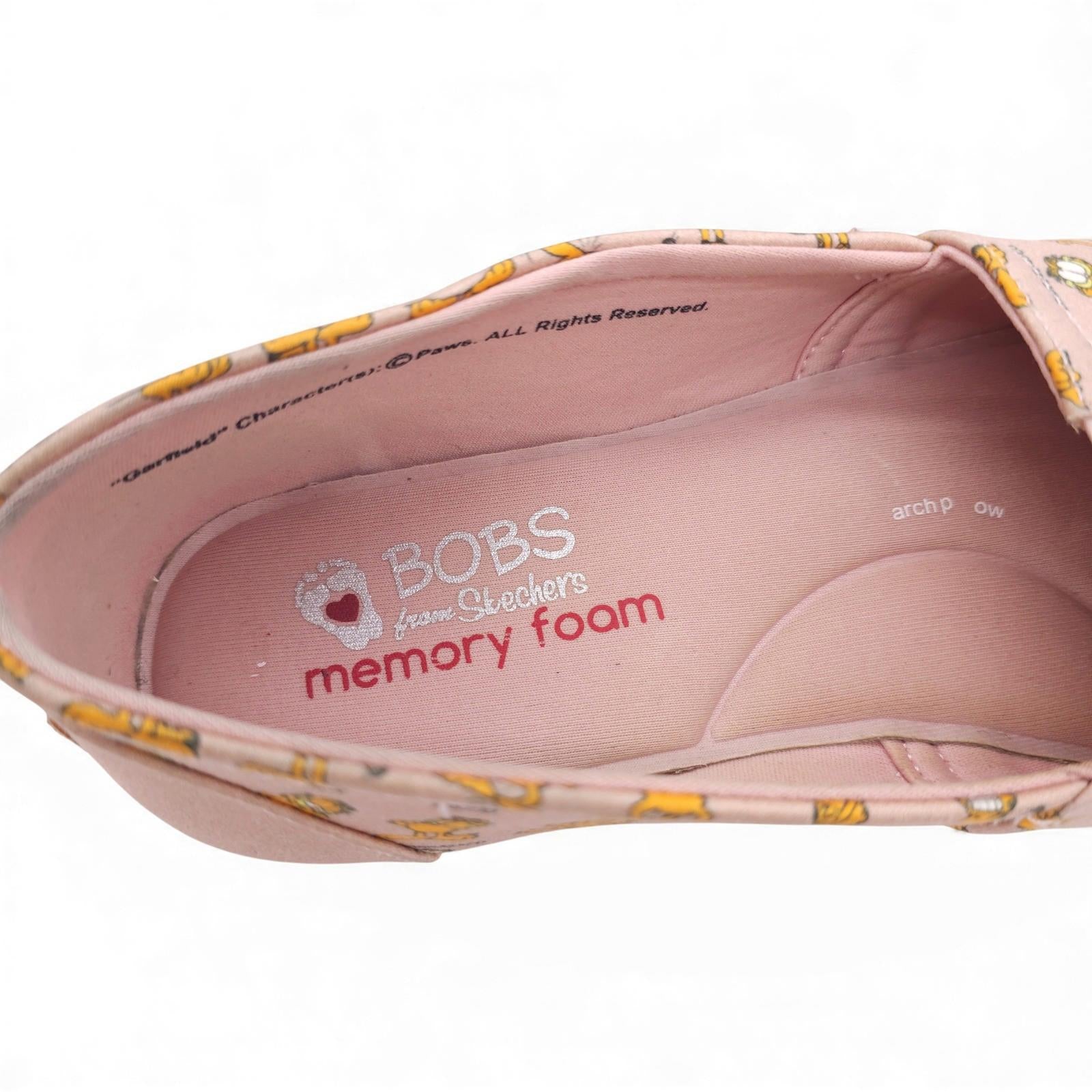BOBS Skechers Flats Garfield Cartoon Print Pink Memory Foam Slip On Womens 9.5
