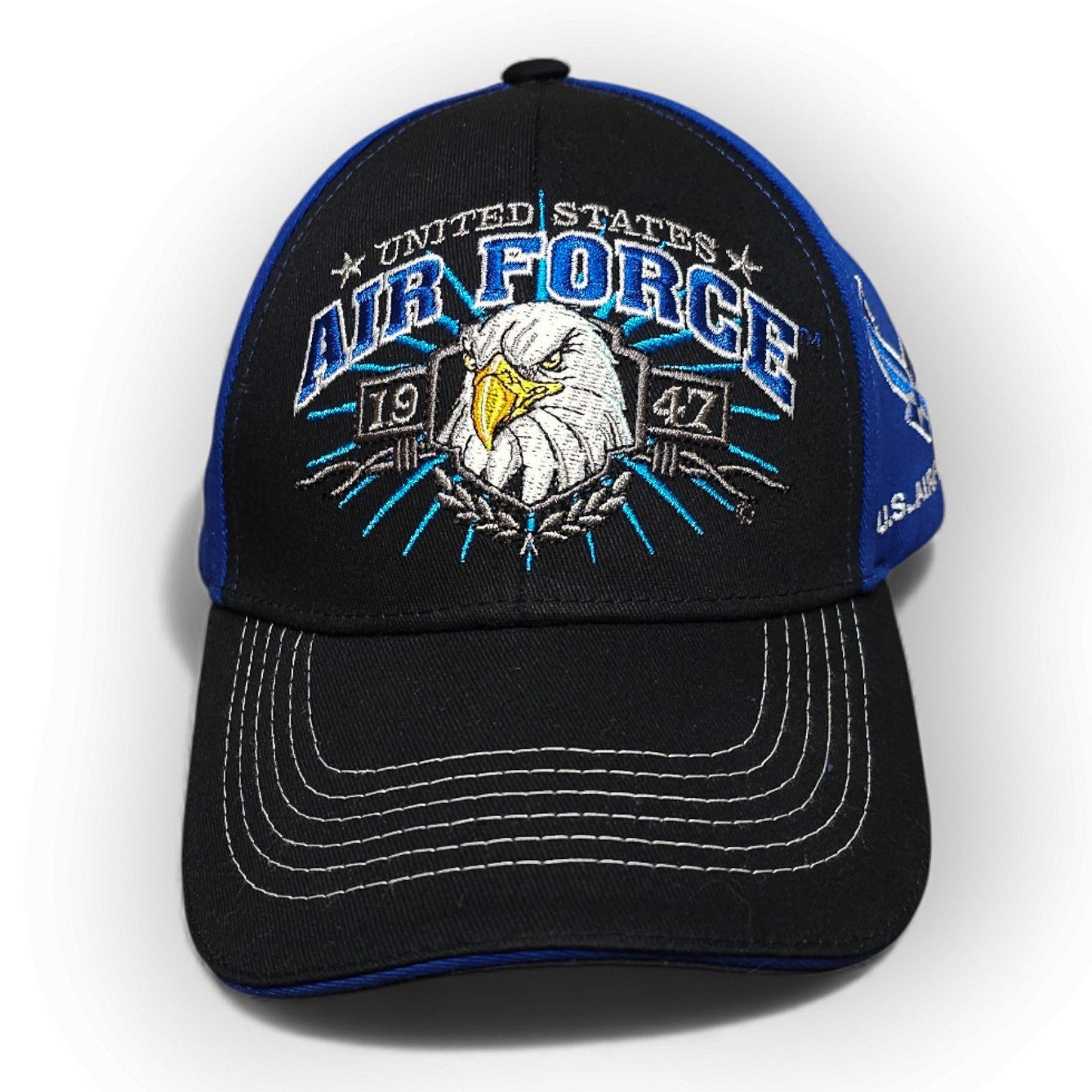 US Air Force Eagle Since 1947 USA Black White Blue Adjustable Cap by Air force