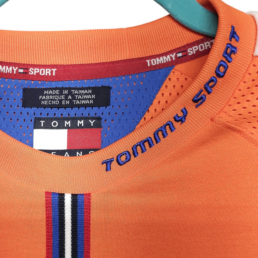 Vintage Tommy Jeans Tommy Sport Orange Blue T-Shirt Jersey 85 Adult M by Tommy Hilfiger