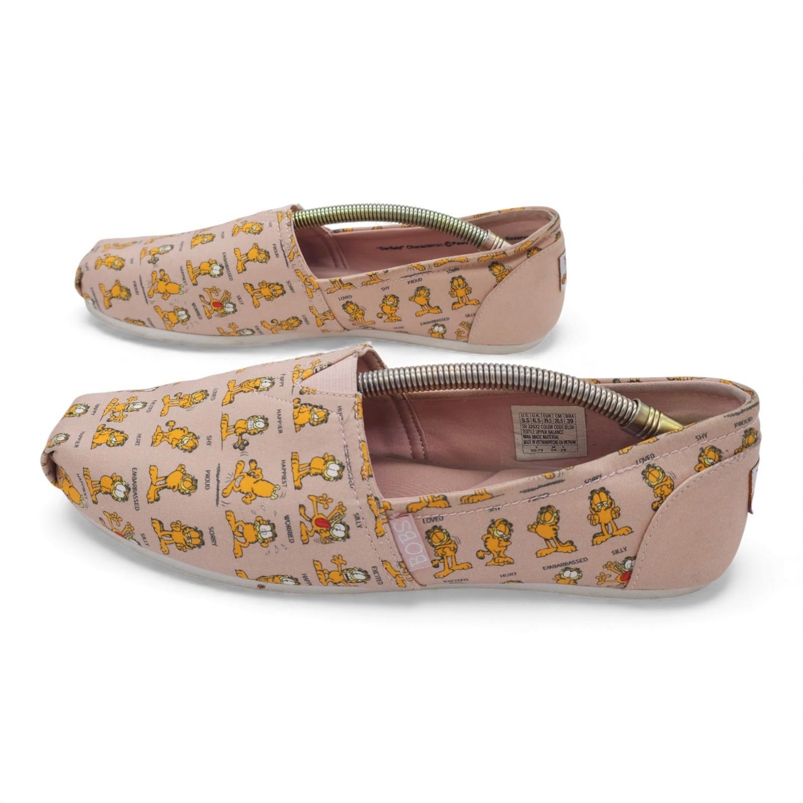 BOBS Skechers Flats Garfield Cartoon Print Pink Memory Foam Slip On Womens 9.5