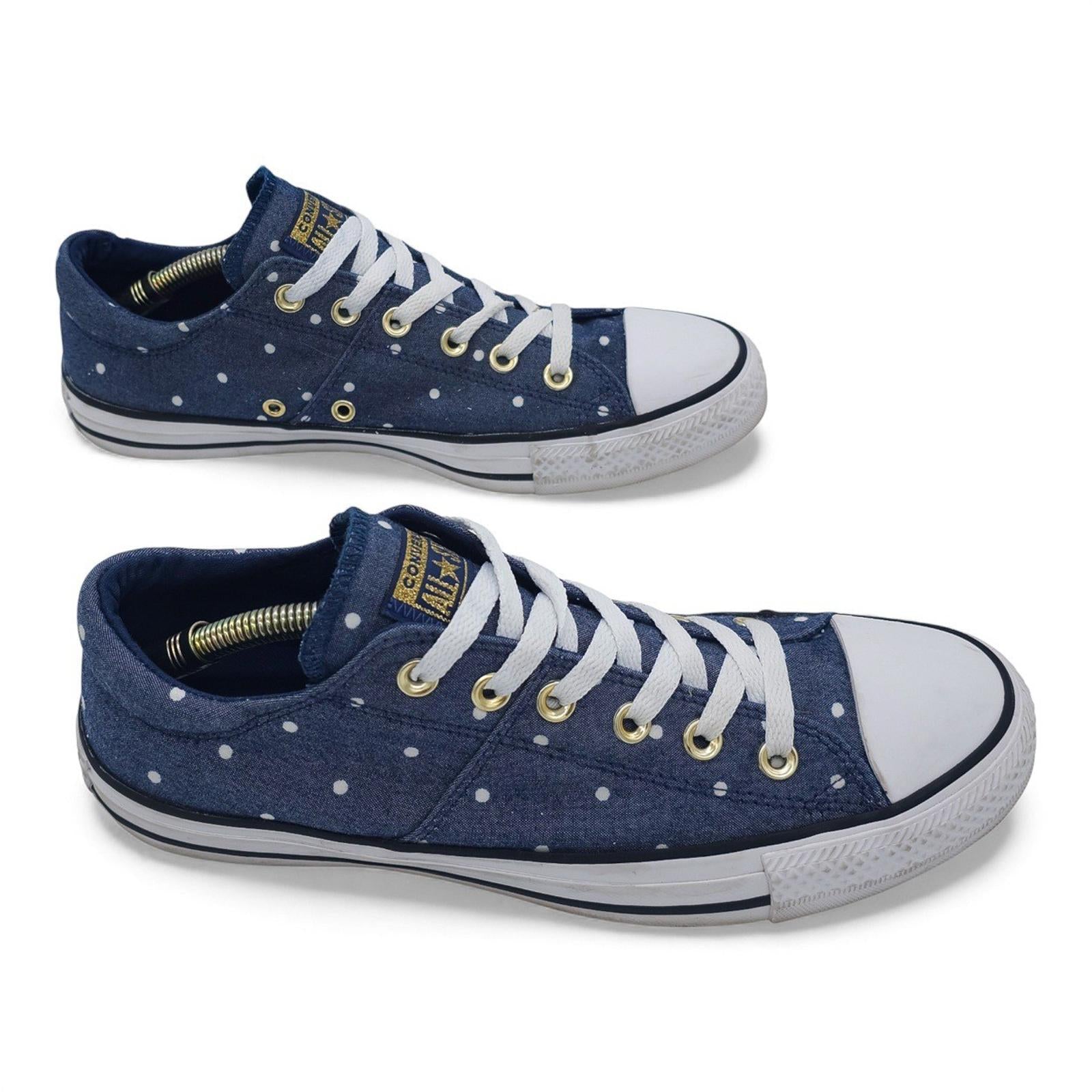 Converse Chuck Taylor All Star Low Top Polka Dot Denim Sneakers Women's Size 10