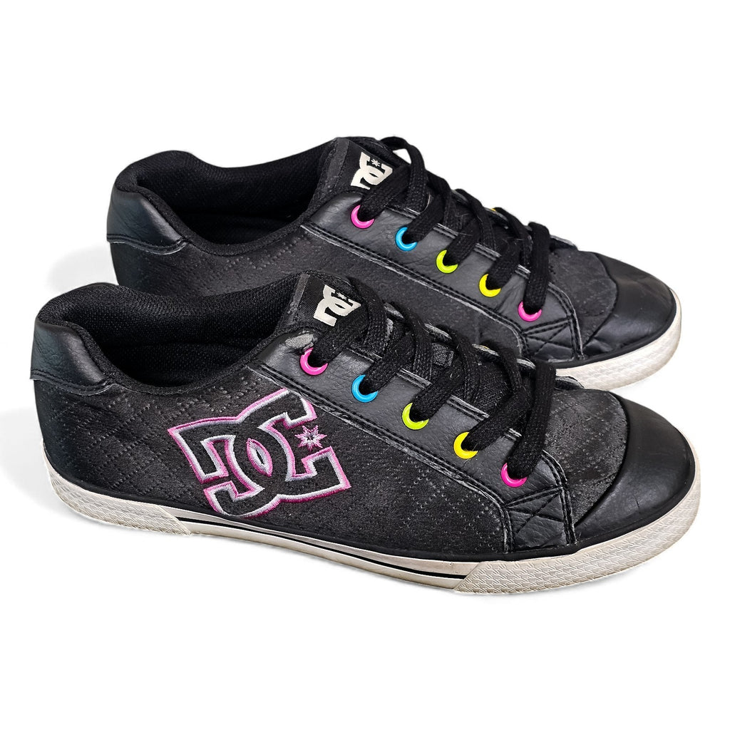 Vintage DC Shoes Low Top Sneakers Pink with Rainbow Eyelet Rare 10w/8.5m by DC Shoes