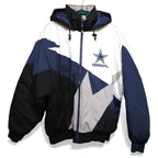 Vintage 90s Dallas Cowboys Jacket Blue NFL Football Hooded Parka Adult XL by NFL
