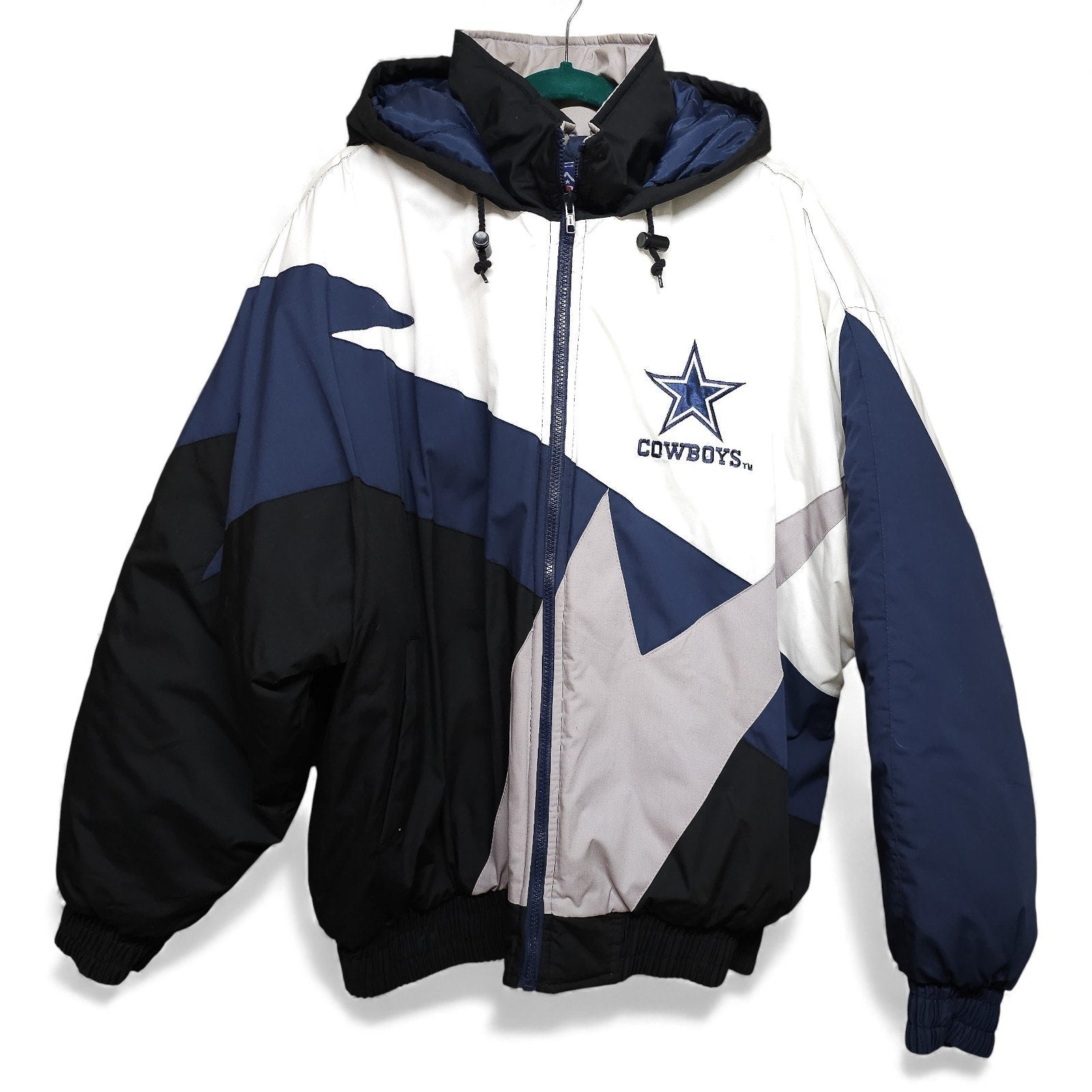 Vintage 90s Dallas Cowboys Jacket Blue NFL Football Hooded Parka Adult XL by NFL