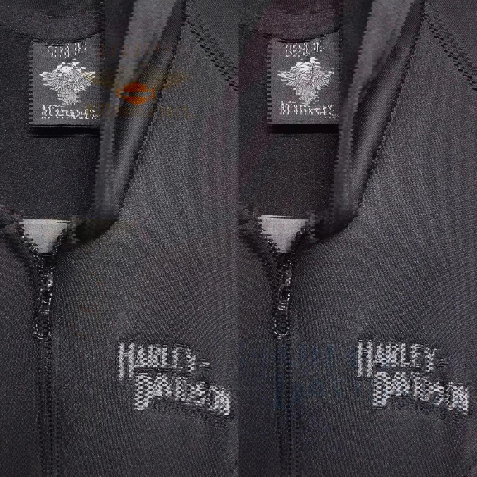 Harley Davidson Womens Black Full Zip Jacket Logo Embroidered Size Medium