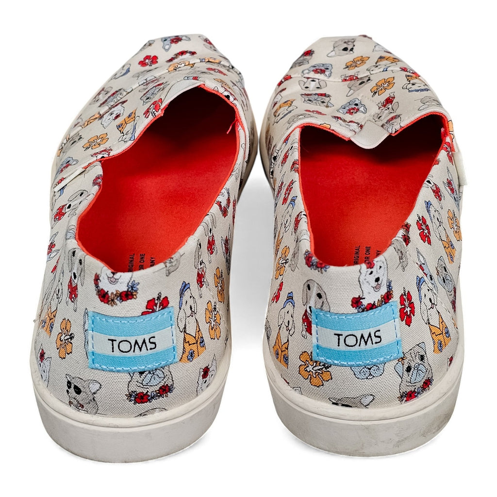 TOMS Shoes Cupsole Canvas OrthoLite Natural Tropical Dog Print - Womans 9.5 by TOMS