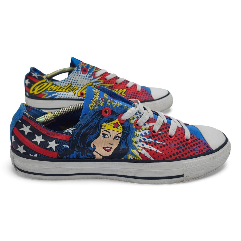 Converse Chuck Taylor All Star Low Top Wonder Woman Comic Print Shoes Womens 10
