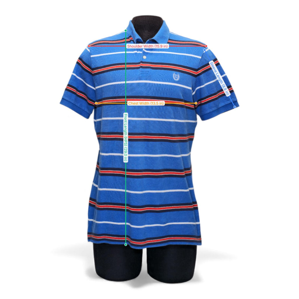 Chaps Men's Blue Black Red & White Striped Polo Shirt - L by Chaps