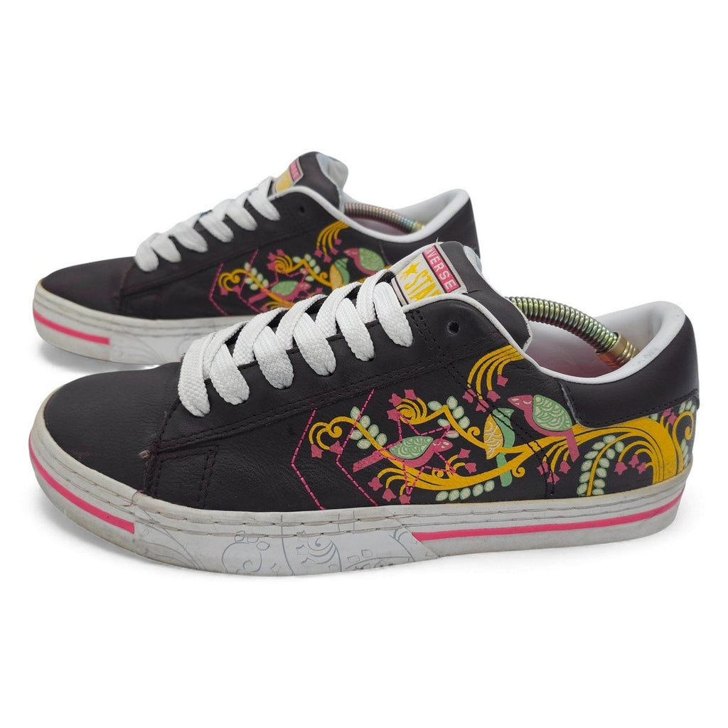 Converse All Star Low Top Sneakers Brown Floral Birds Print Women's 10