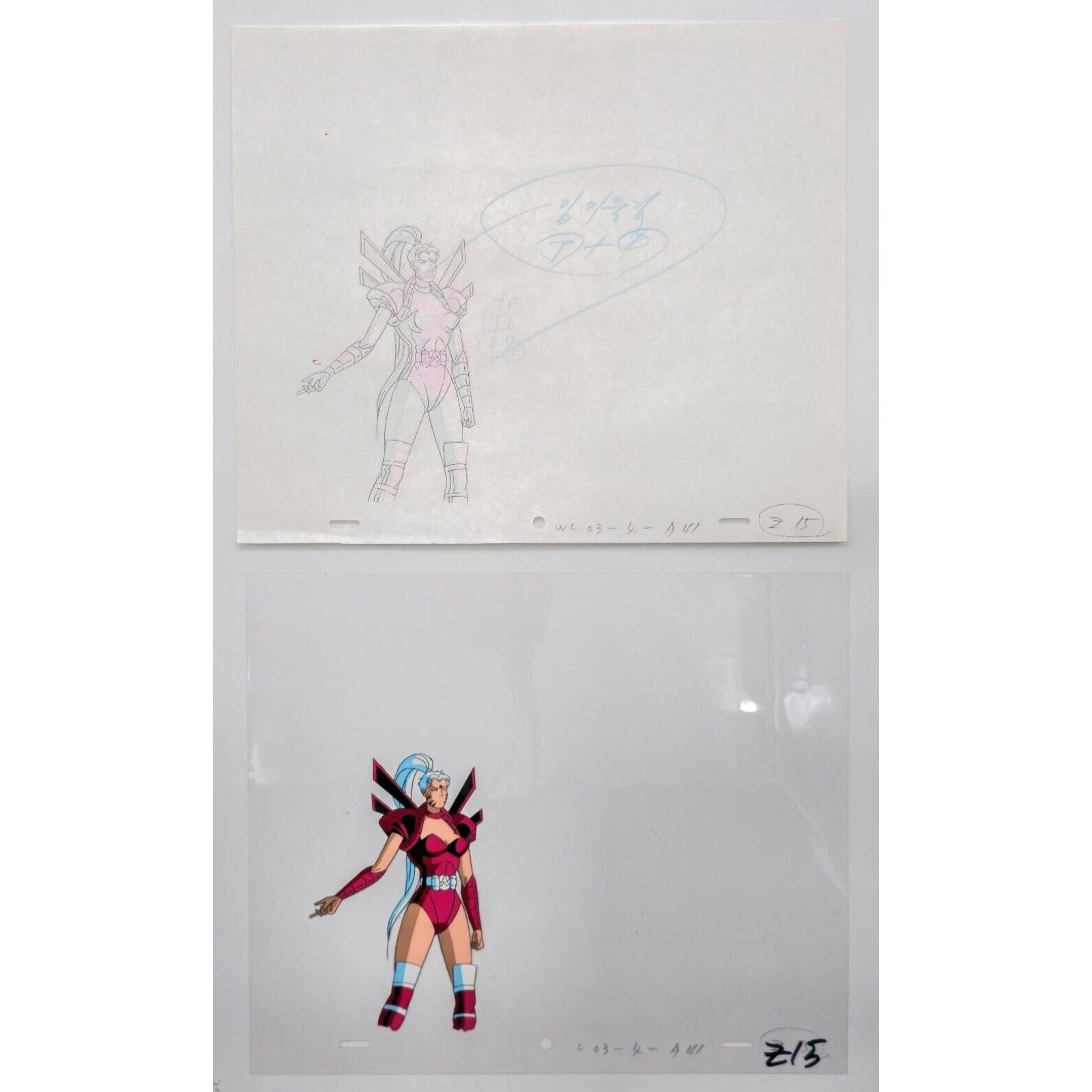 WILDCATS Authentic Animation Production Cel & Drawing Zealot by Dic