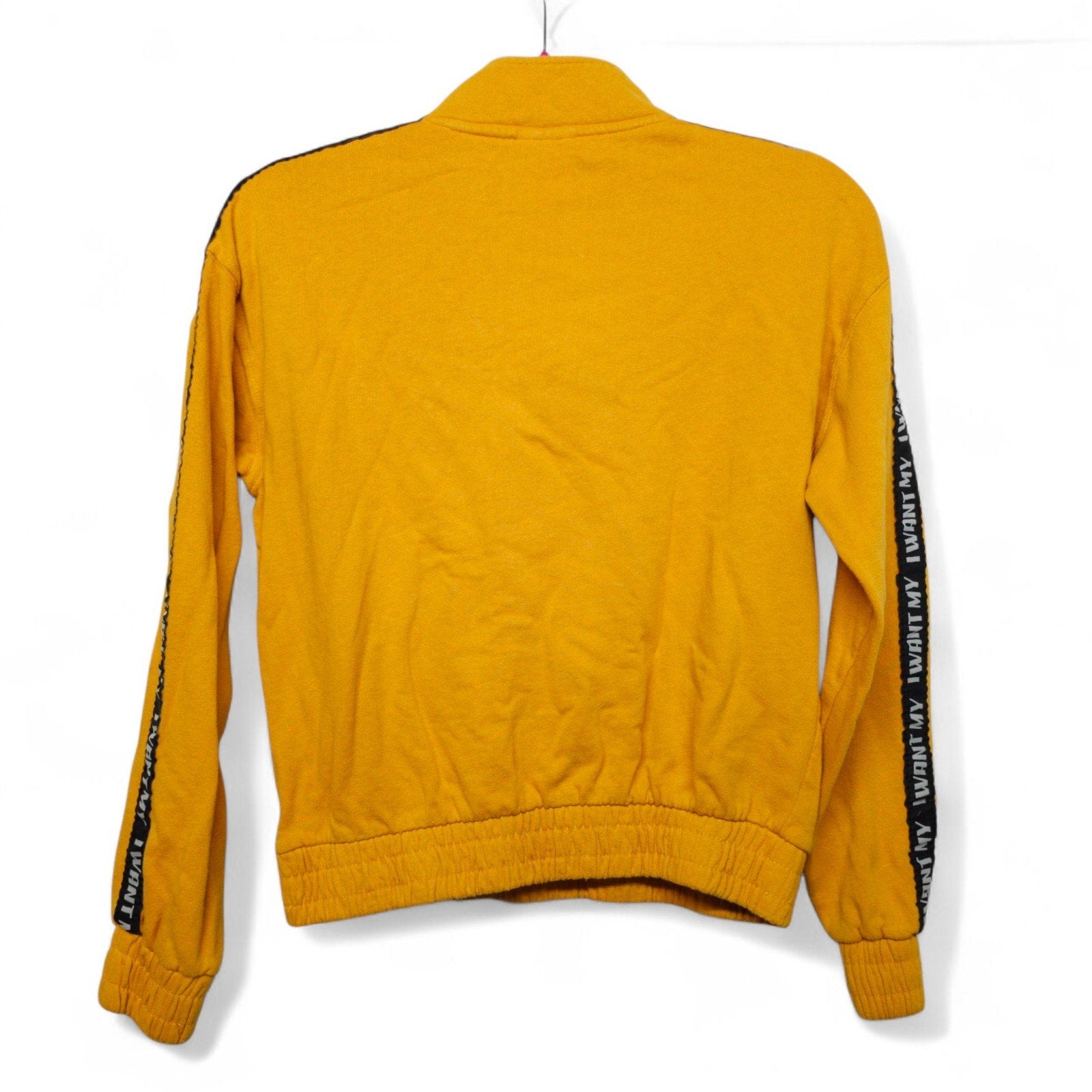 Retro VTG 90s MTV I Want My Logo Pullover Sweater 1/4 Zip Yellow Womens S by MTV