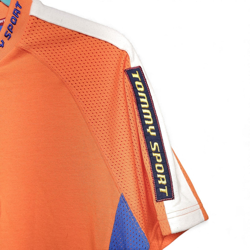 Vintage Tommy Jeans Tommy Sport Orange Blue T-Shirt Jersey 85 Adult M by Tommy Hilfiger
