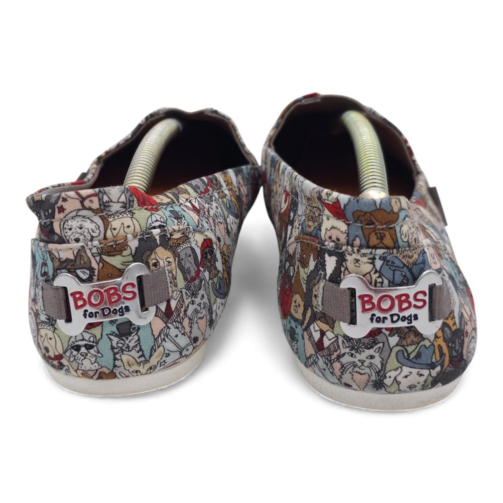 BOBS for Dogs Skechers Slip On Shoes Memory Foam Cat Dog Print Women's Size 9.5