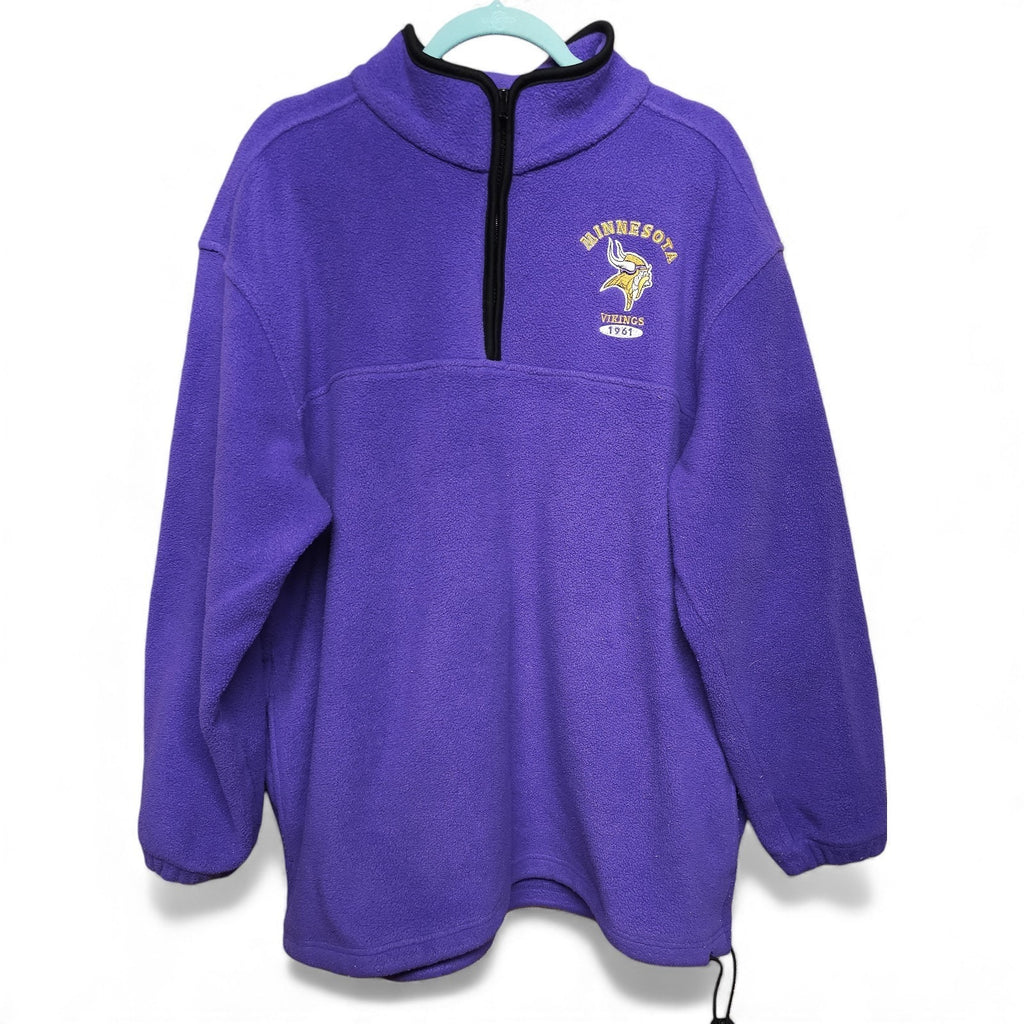 Vintage Minnesota Vikings Purple Embroidered Fleece Quarter Zip Sweatshirt XL by NFL
