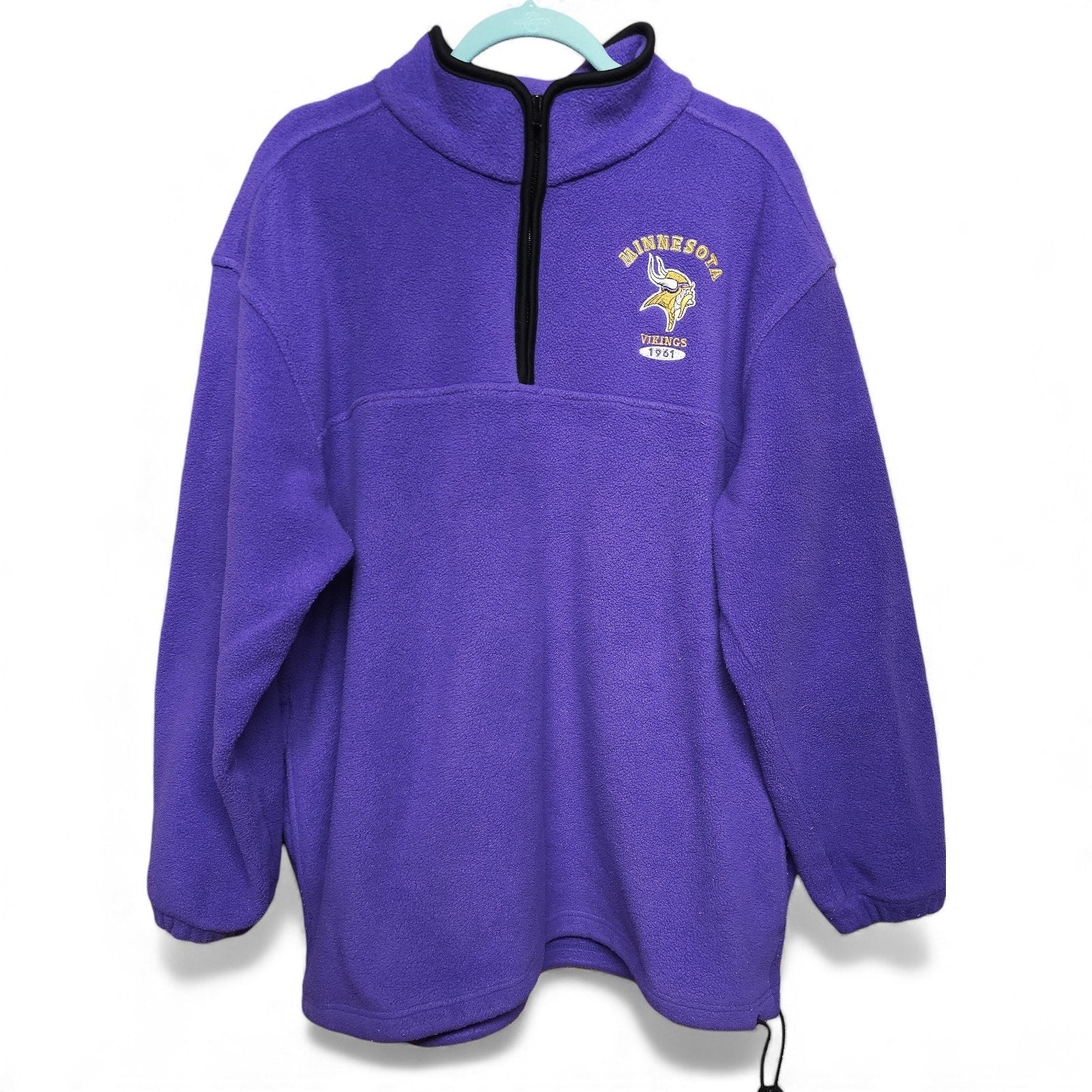 Vintage Minnesota Vikings Purple Embroidered Fleece Quarter Zip Sweatshirt XL by NFL
