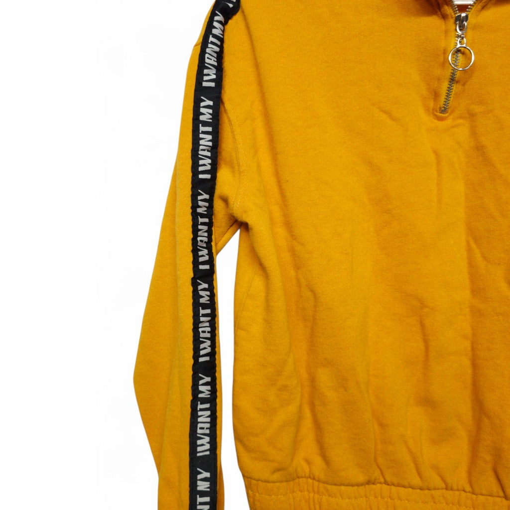 Retro VTG 90s MTV I Want My Logo Pullover Sweater 1/4 Zip Yellow Womens S by MTV