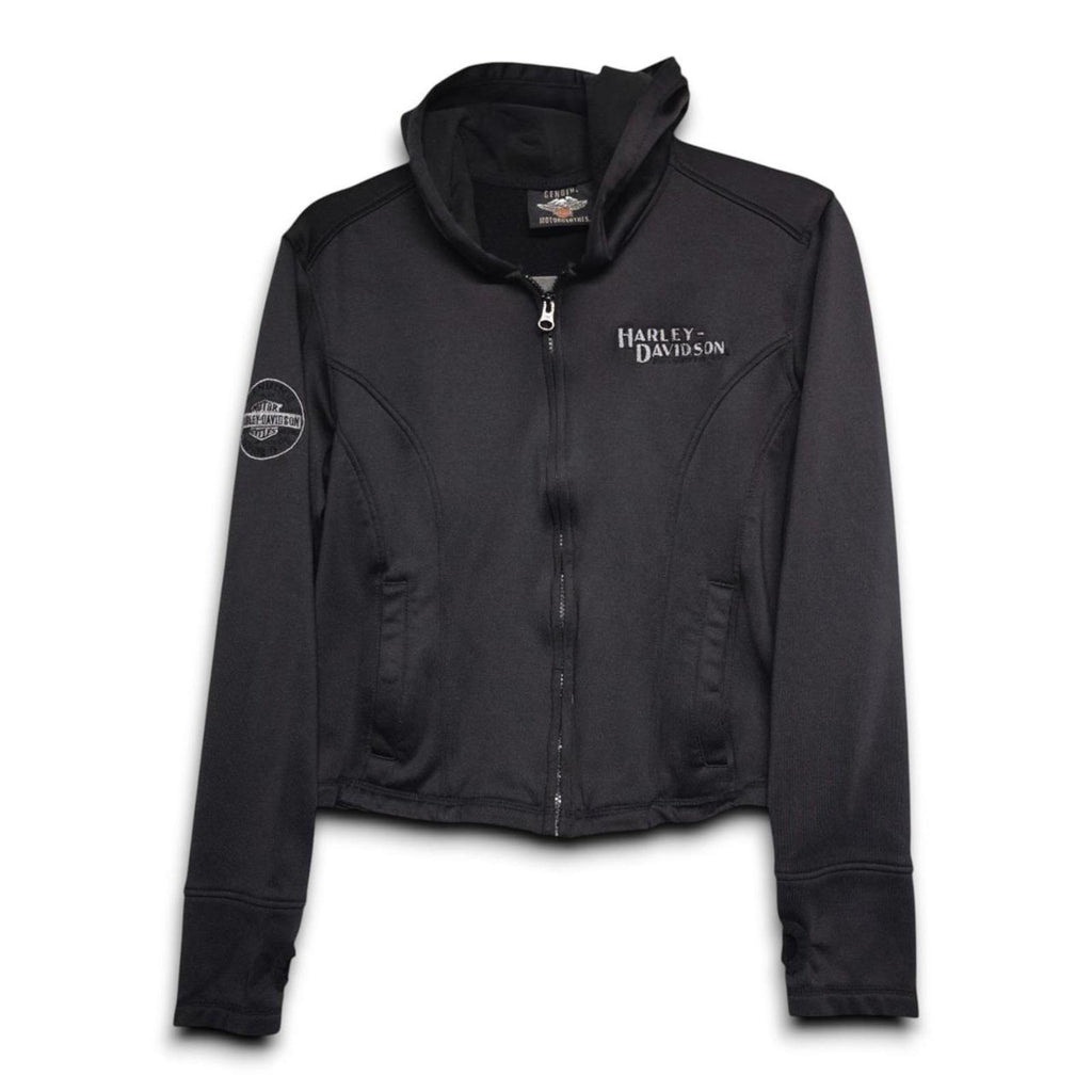 Harley Davidson Womens Black Full Zip Jacket Logo Embroidered Size Medium