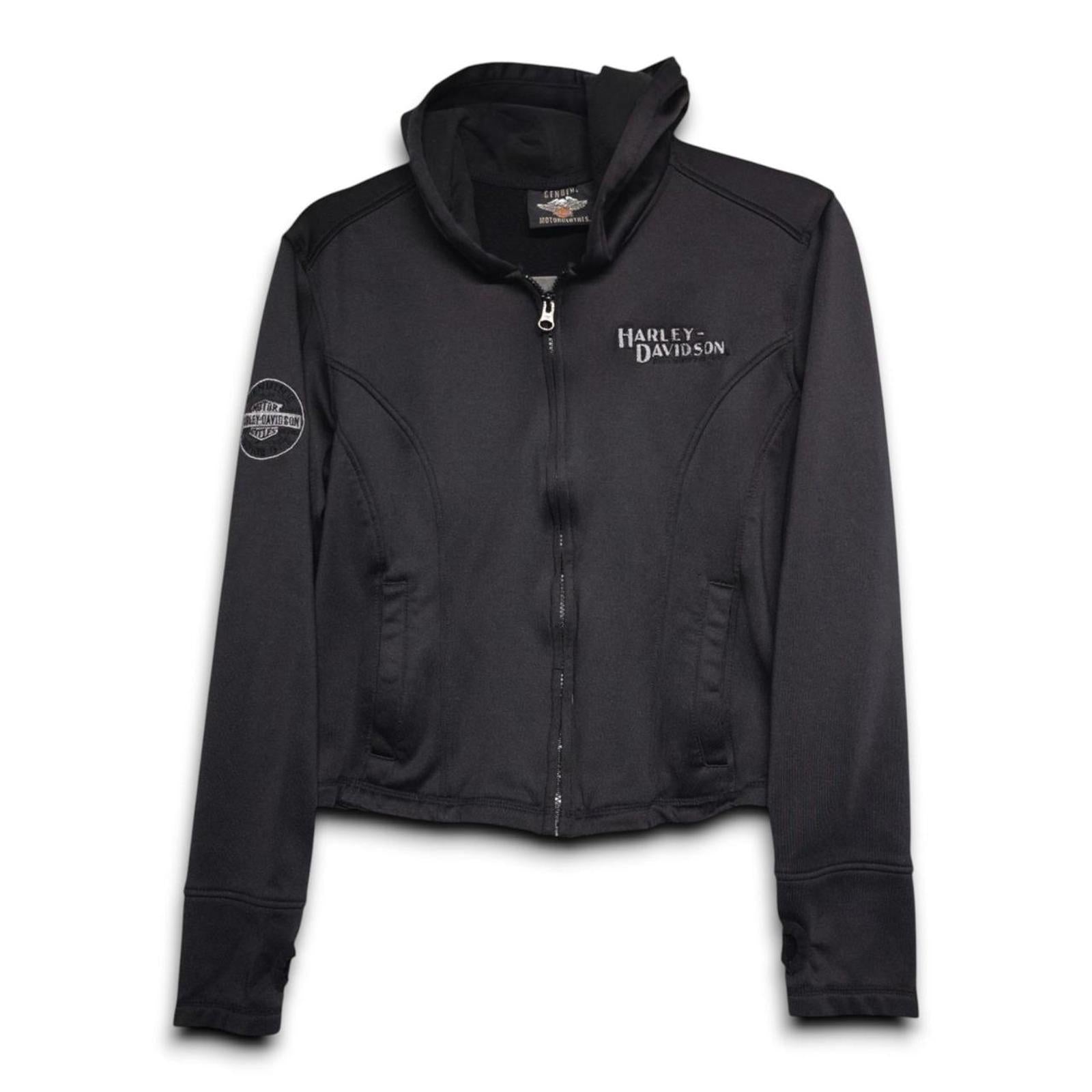 Harley Davidson Womens Black Full Zip Jacket Logo Embroidered Size Medium