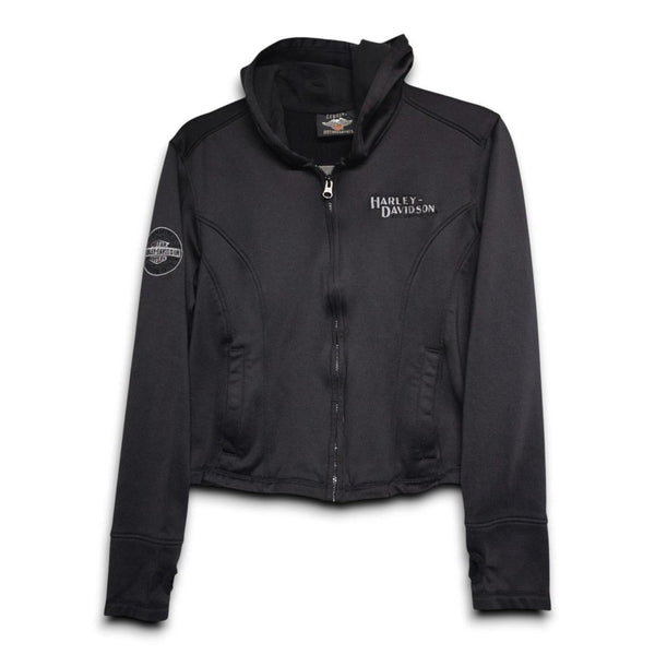 Harley Davidson Womens Black Full Zip Jacket Logo Embroidered Size Medium