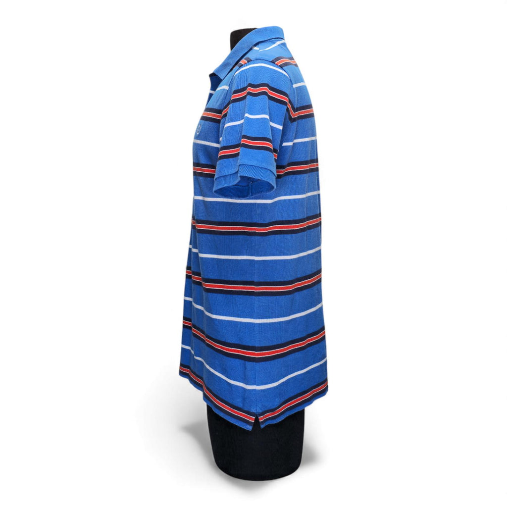 Chaps Men's Blue Black Red & White Striped Polo Shirt - L by Chaps