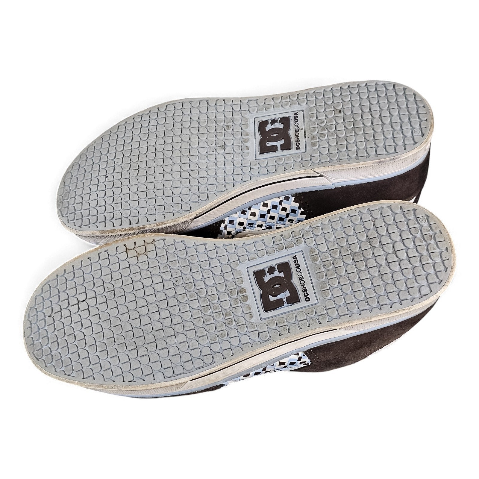 Vintage DC Shoes Low Top Brown White Checkerboard Accents Rare 8.5m/10w by DC Shoes