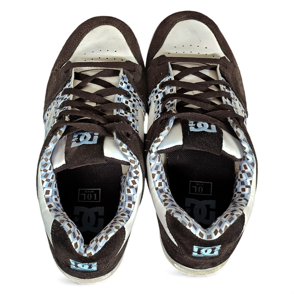 Vintage DC Shoes Low Top Brown White Checkerboard Accents Rare 8.5m/10w by DC Shoes