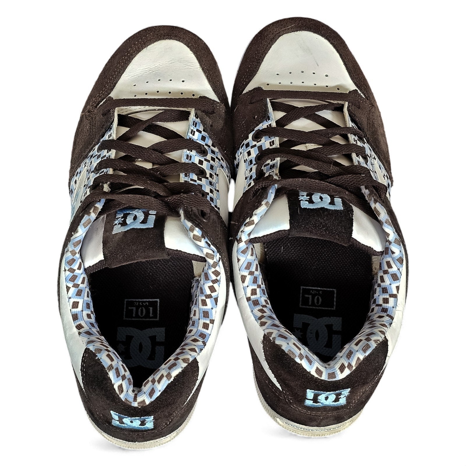 Vintage DC Shoes Low Top Brown White Checkerboard Accents Rare 8.5m/10w by DC Shoes