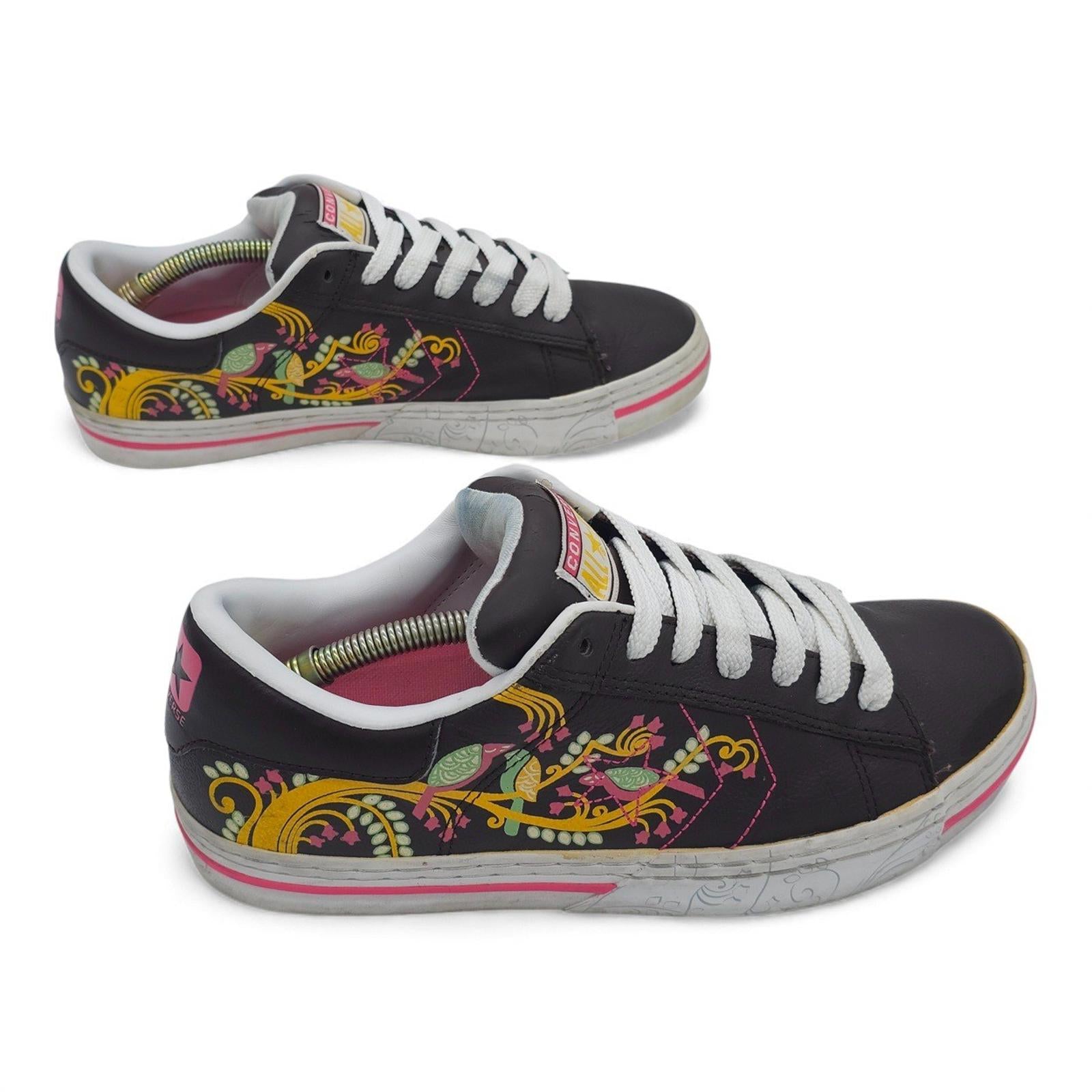 Converse All Star Low Top Sneakers Brown Floral Birds Print Women's 10