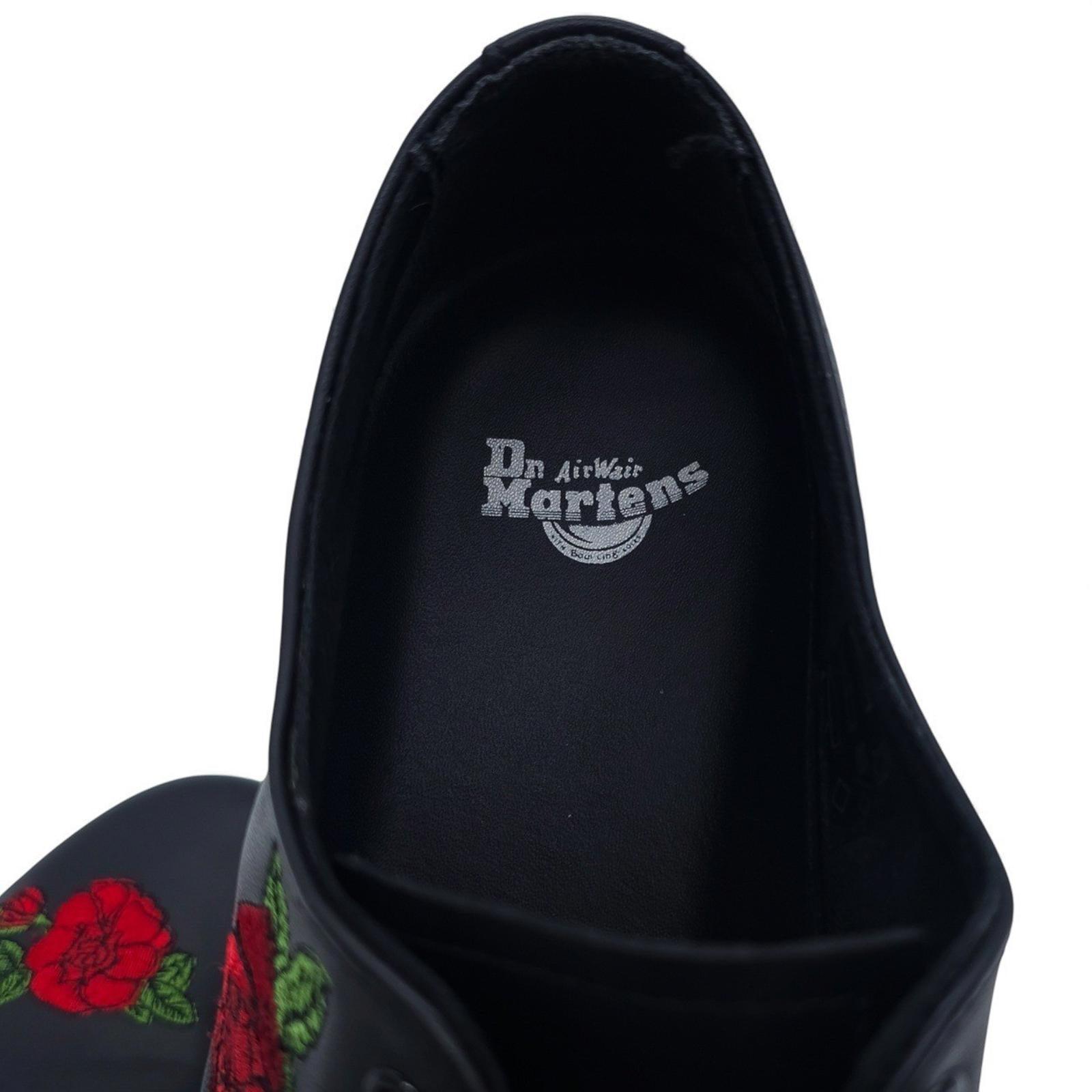 Dr Martens 1461 Black Leather Rose Embroidered Lace Up Oxford Shoes Womens 10 US