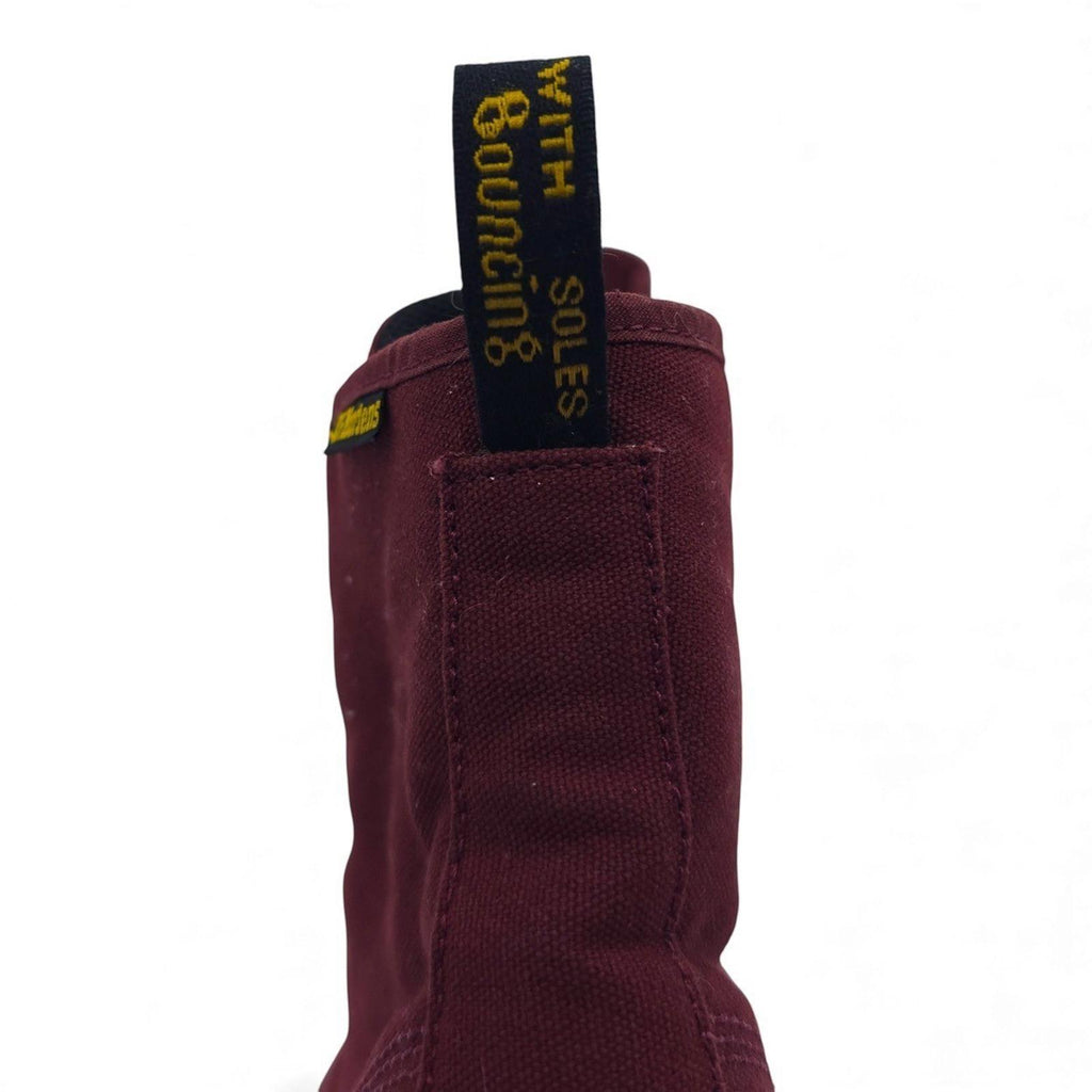 Dr Martens Shoreditch Burgundy Canvas Lace Up Combat Boots Womens Size US 10