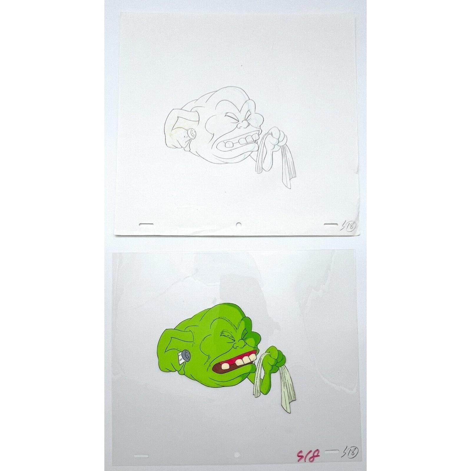 Real Ghostbusters Authentic Animation Production Cel & Drawing Slimer S18 by Dic