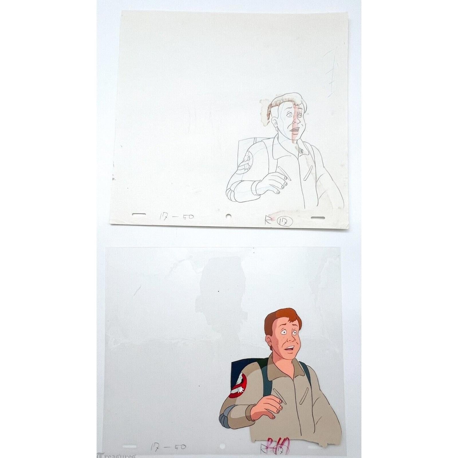 Real Ghostbusters Authentic Animation Production Cel & Drawing Ray Stantz R17-50 by Dic